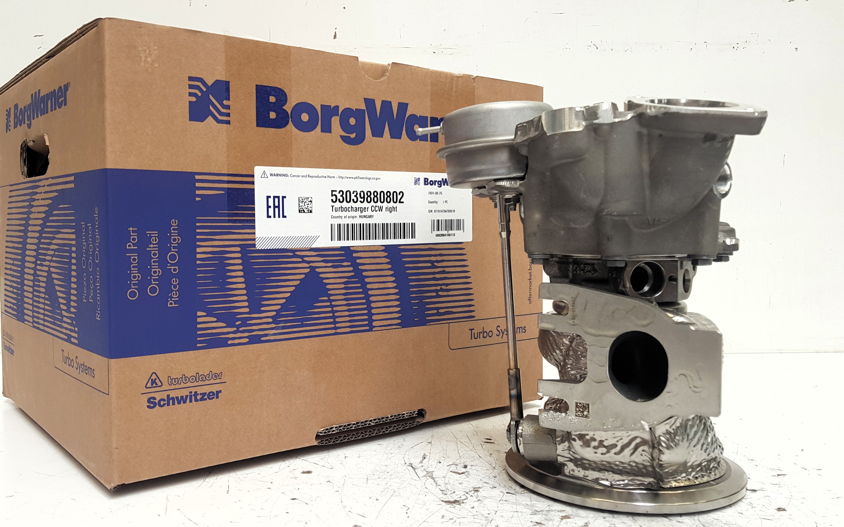 Turbo pour AUDI A4 Avant (8W5, 8WD, B9) RS4 quattro 1/10/2017 450CV - Ref. fabricant 53039700532,  53039700641,  53039700665,  53039700766,  53039700768,  53039700802,  53039880768,  53039880802,  K03-0532,  K03-0641